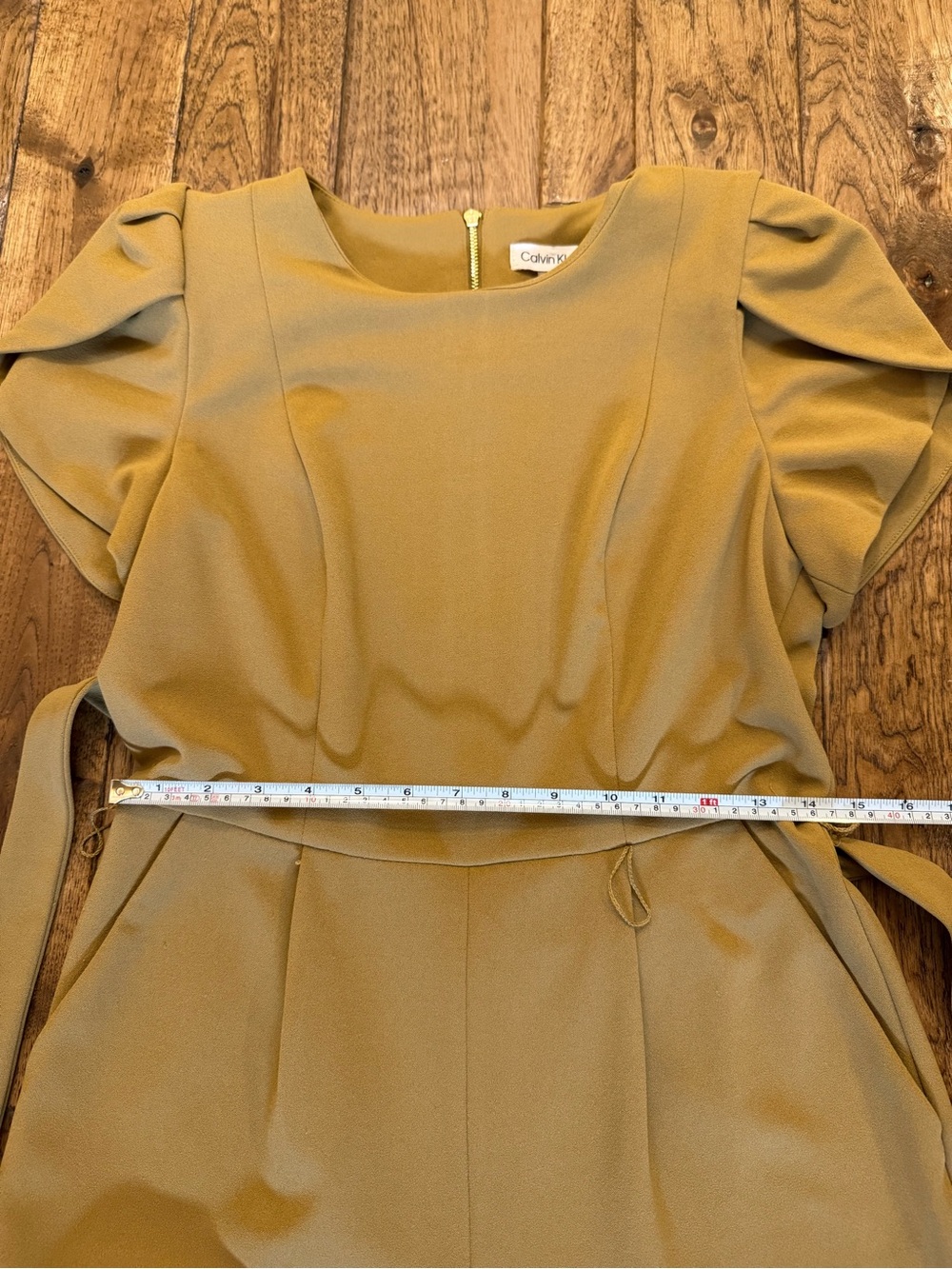 Jumpsuit Mustard Yellow Size Medium 6 to 8 Belted Tailored Fit Work Office Chic - Picture 12 of 12